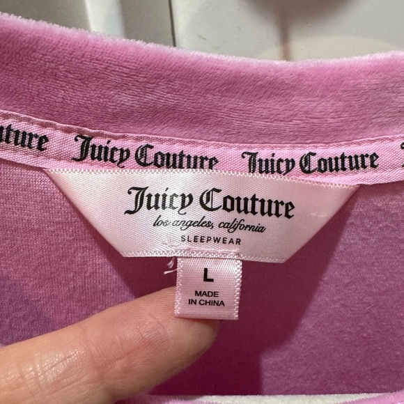 Juicy Couture Pink Velour Sleep Shirt Pajama Nightgown Size L Bling Logo Soft - Picture 8 of 12